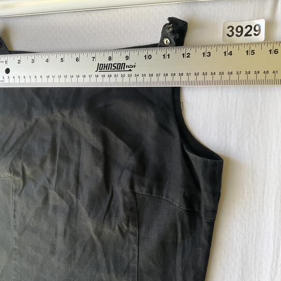 GAP Women Midi Dress Size 6 Black Cotton Linen Sheath Sleeveless Square Neck - Picture 3 of 10